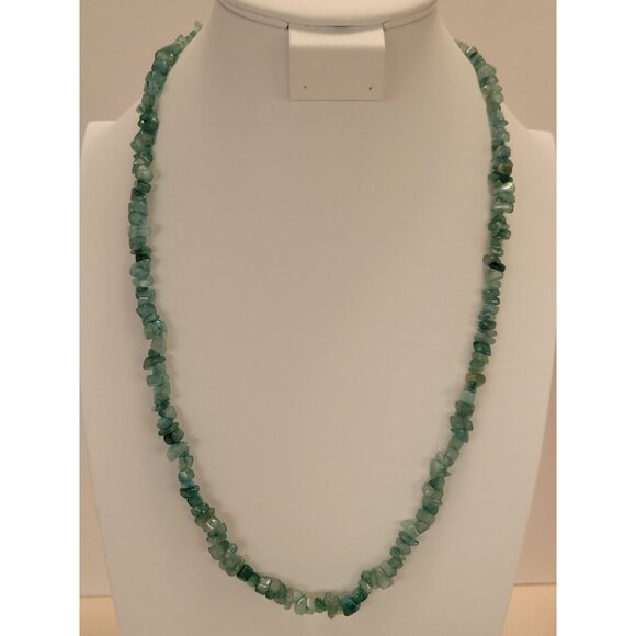 Natural Stone Aventurine 26" Green Beaded Chip Necklace Healing Jewelry - Picture 2 of 4